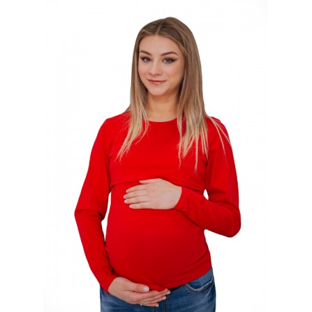 Лонгслів для вагітних з секретом для годування Червоний